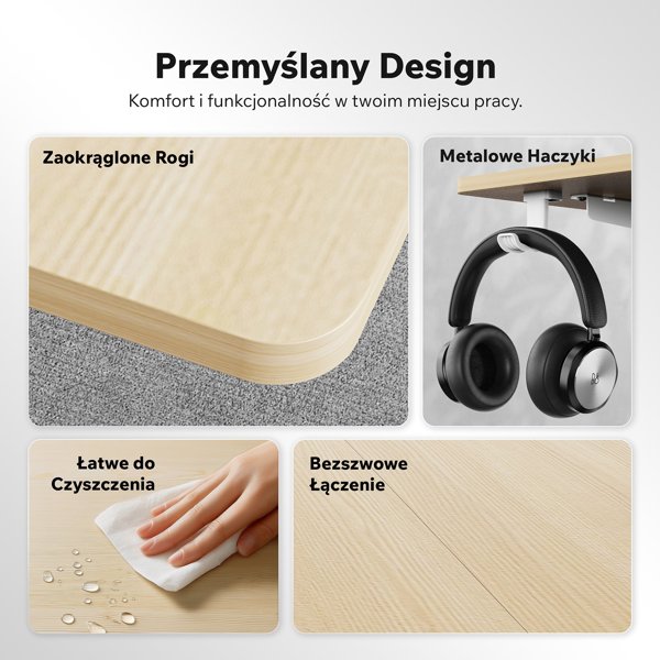 Γραφείο SENSE7 NOJO LIGHT Πεύκο - Λευκό 140x70 εκ.