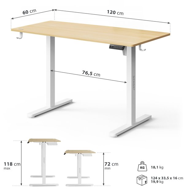 Γραφείο SENSE7 NOJO LIGHT Πεύκο - Λευκό 120x60 εκ.
