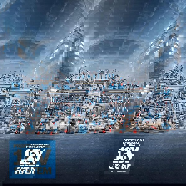 Σετ ηλεκτρικών εργαλείων Bosch combo set ασύρματο γωνιακό τριβείο GWS 18V-7 + ασύρματο πιστολέτο GBH 18V-22, σετ εργαλείων (μπλε, 2x μπαταρίες Li-ion 4.0Ah, τσάντα εργαλείων)