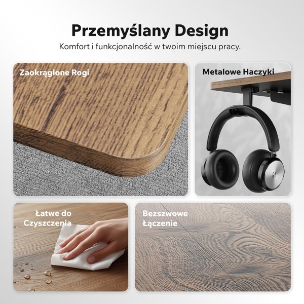 Γραφείο SENSE7 NOJO LIGHT Μαύρο Δρυς 140x70 εκ.