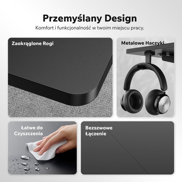 Γραφείο SENSE7 NOJO LIGHT Μαύρο 120x60 εκ.