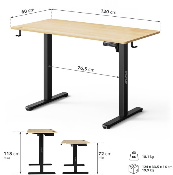 Γραφείο SENSE7 NOJO LIGHT Πεύκο - Μαύρο 120x60 εκ.